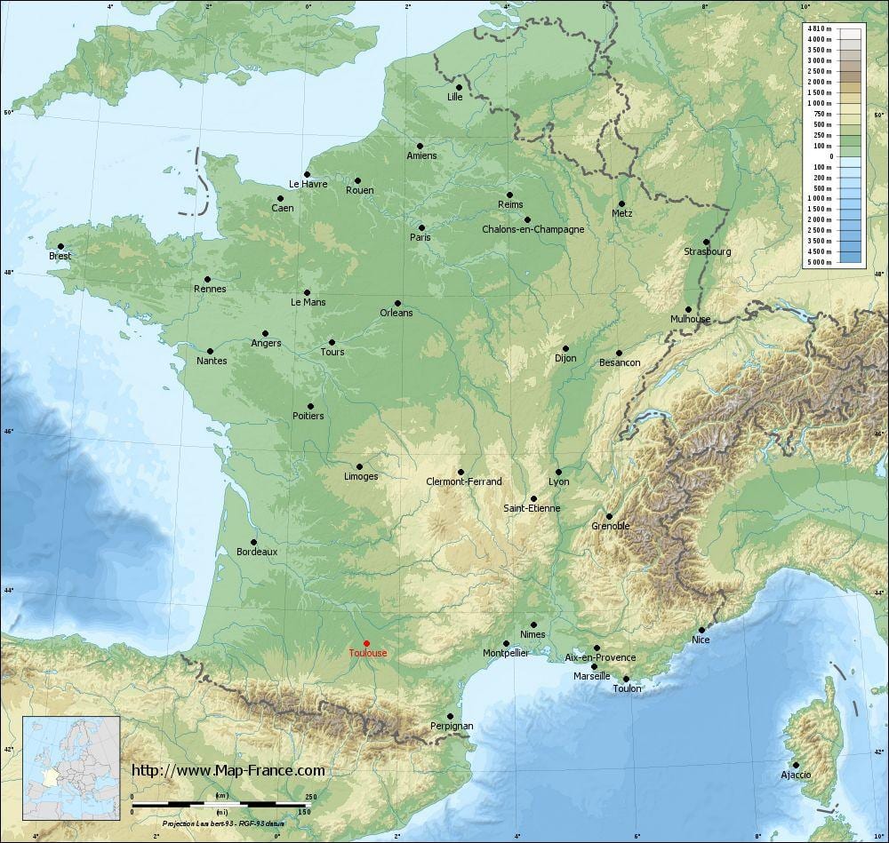 geographic นแผนที่ของ france_ regions. kgm