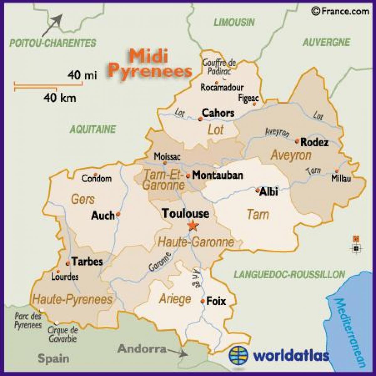 แผนที่ของ france_ regions. kgm และพื้นที่รอบๆบริเวณ